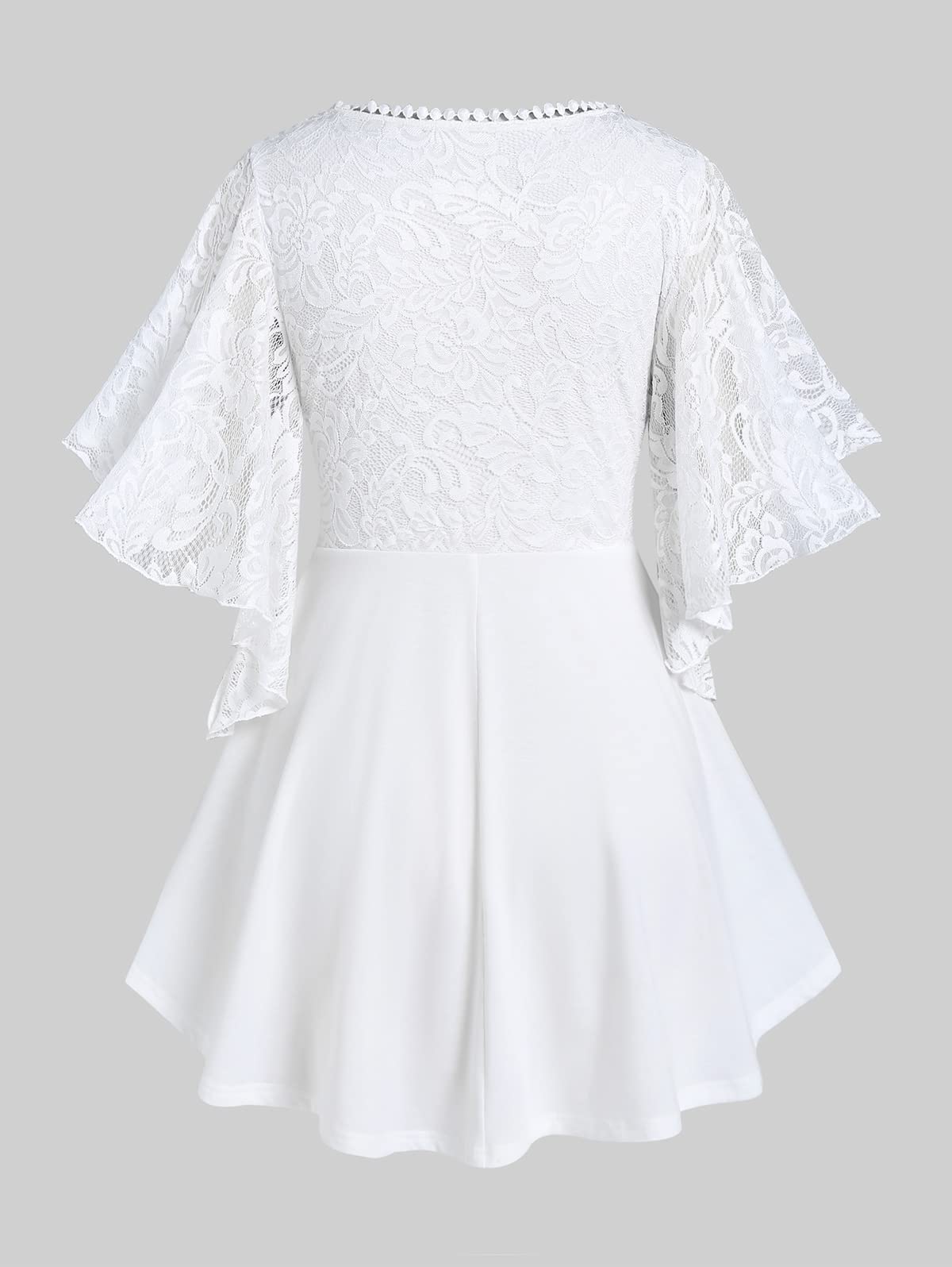 ROSE GAL Plus Size Lace Panel Butterfly Sleeve Blouse - Image 3