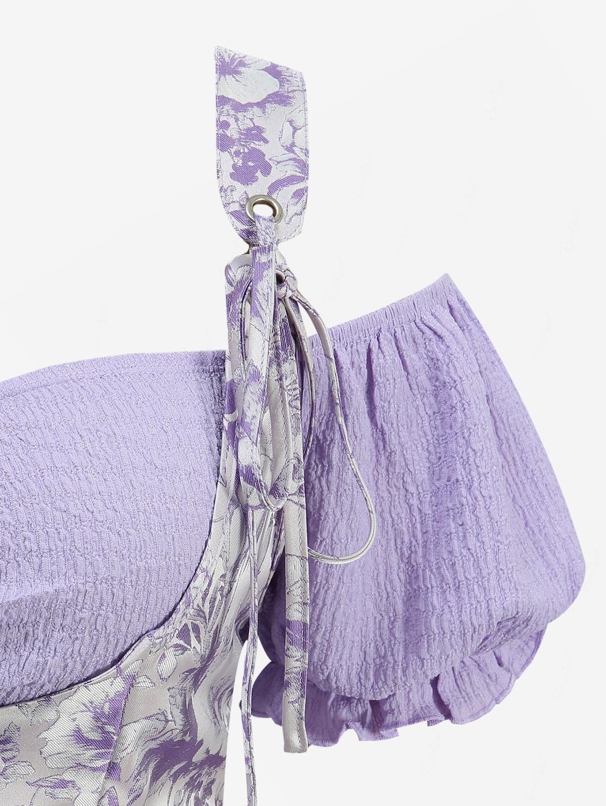 ROSE GAL Plus Size Womems Renaissance Fairy Dress Victorian Cold Shoulder Floral Lace-up Handkerchie Dress - Image 4