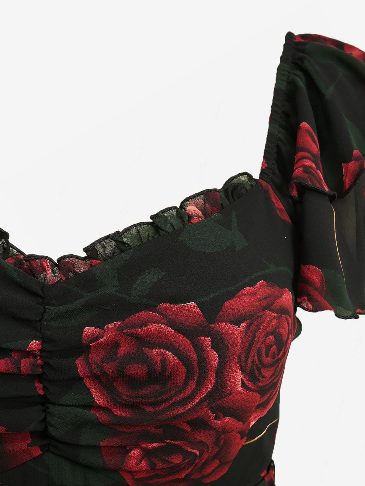 ROSE GAL Plus Size Womems Summer Flowy Milkmaid Dress Boho Square Neck Puffs Sleeves Dress - Image 4