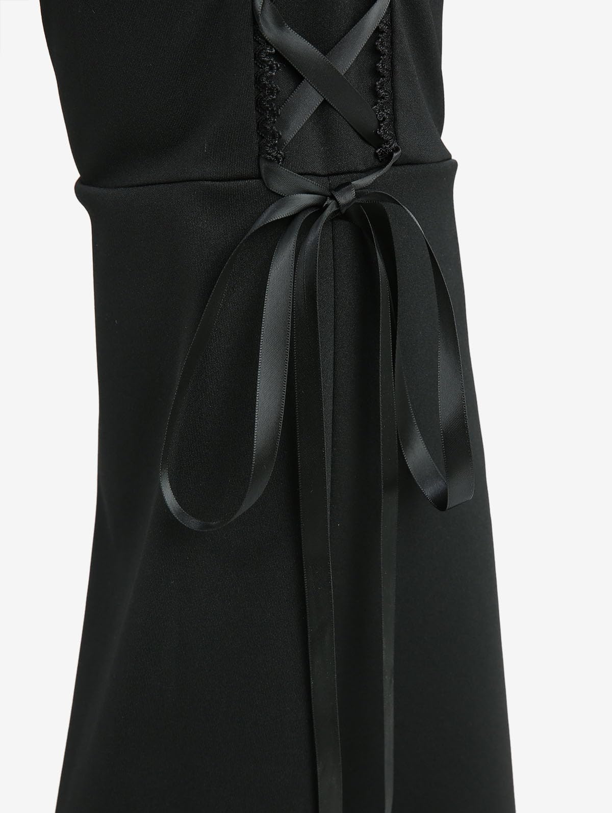 ROSE GAL Plus Size Women Elastic High Waisted Flare Pants Lace-up Scalloped Hem Bell Bottom Pants - Image 5