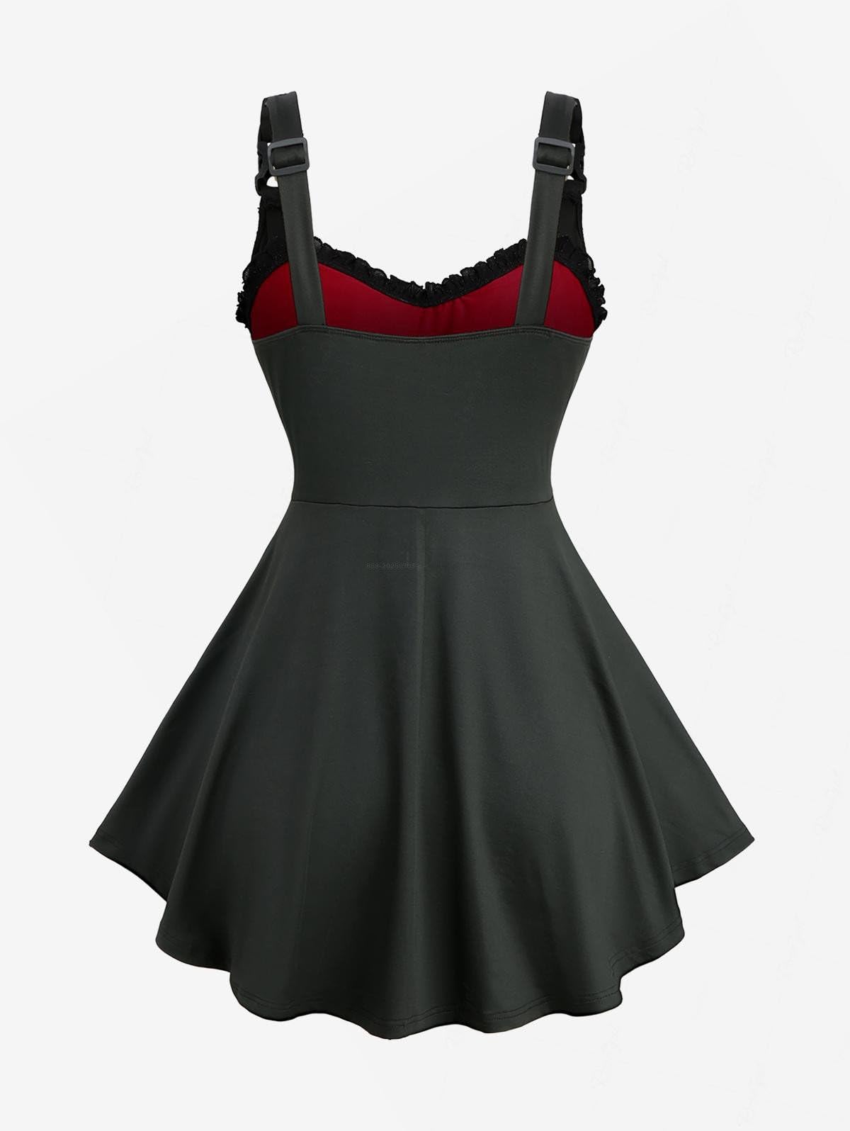 ROSE GAL Plus Size Women Goth Silver Mesh Flocking Corset Tank Top - Image 3