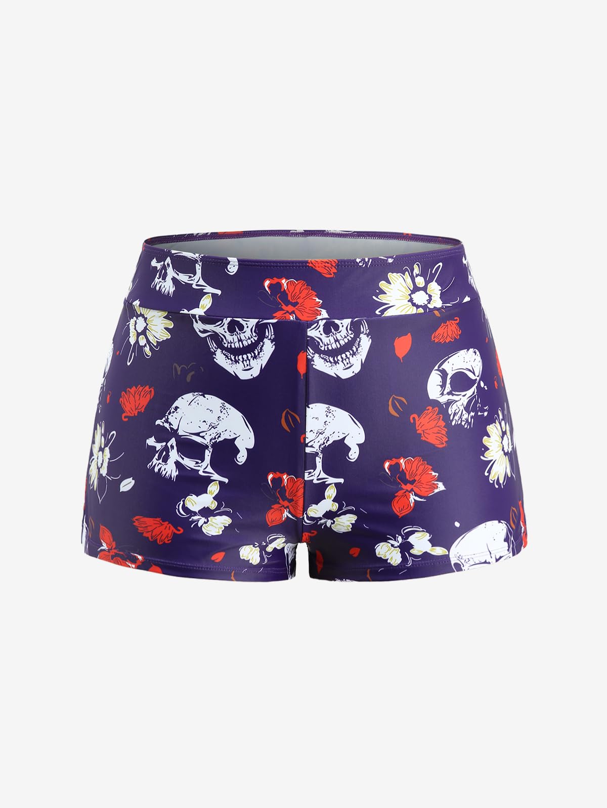 ROSE GAL Plus Size Women Goth Two Piece Bathing Suit Skull Floral Print Crisscross Back Flowy Tankini Swimsuit - Image 4