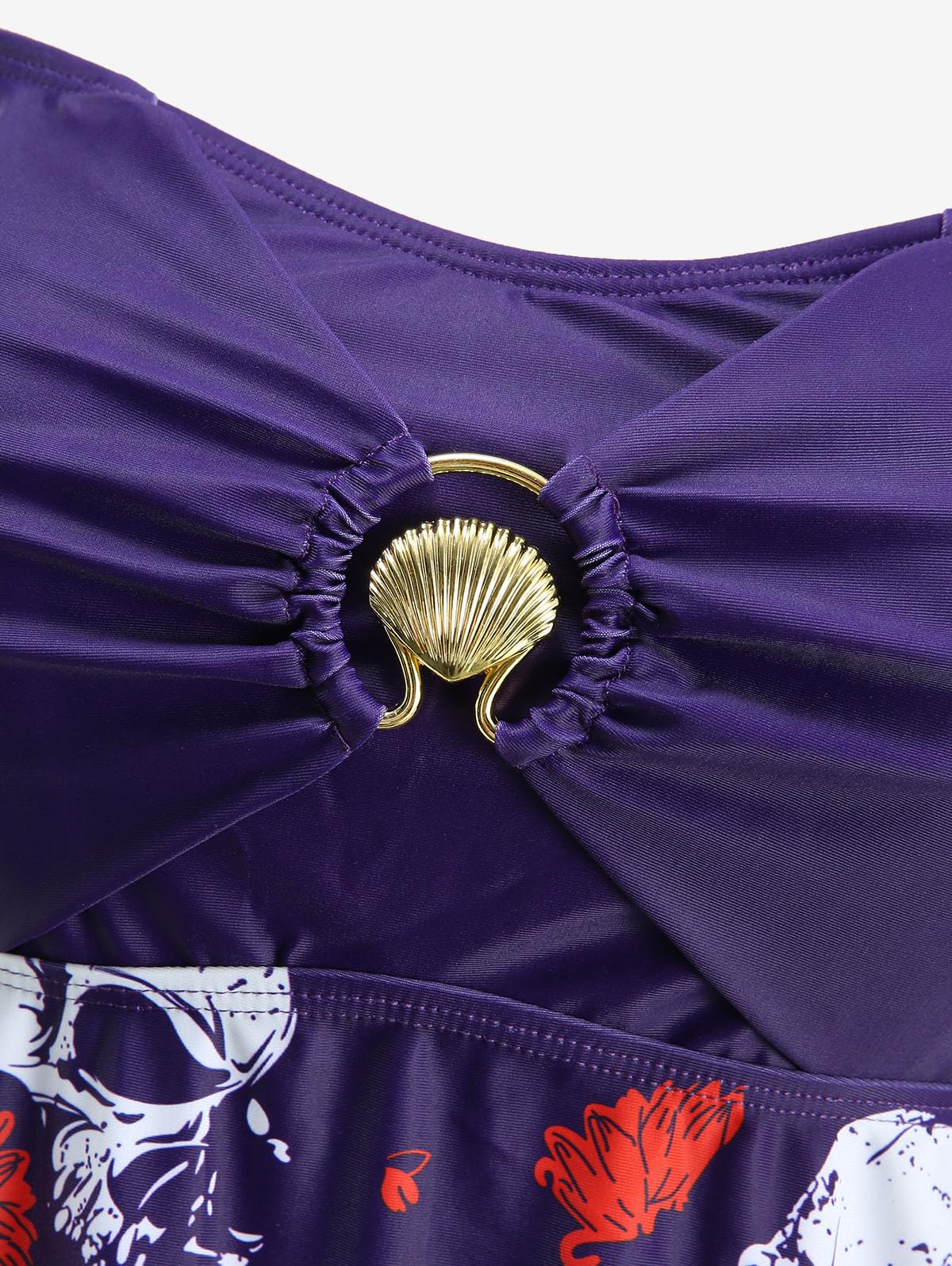 ROSE GAL Plus Size Women Goth Two Piece Bathing Suit Skull Floral Print Crisscross Back Flowy Tankini Swimsuit - Image 5