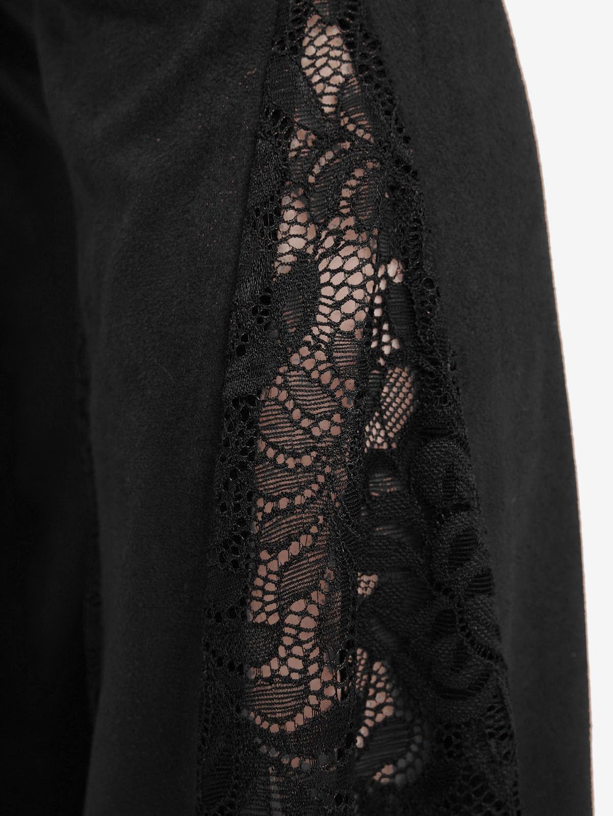 ROSE GAL Plus Size Women High Waisted Flare Pants Lace Patchwork Faux Suede Bell Bottom Pants with Pockets Long Trousers - Image 4