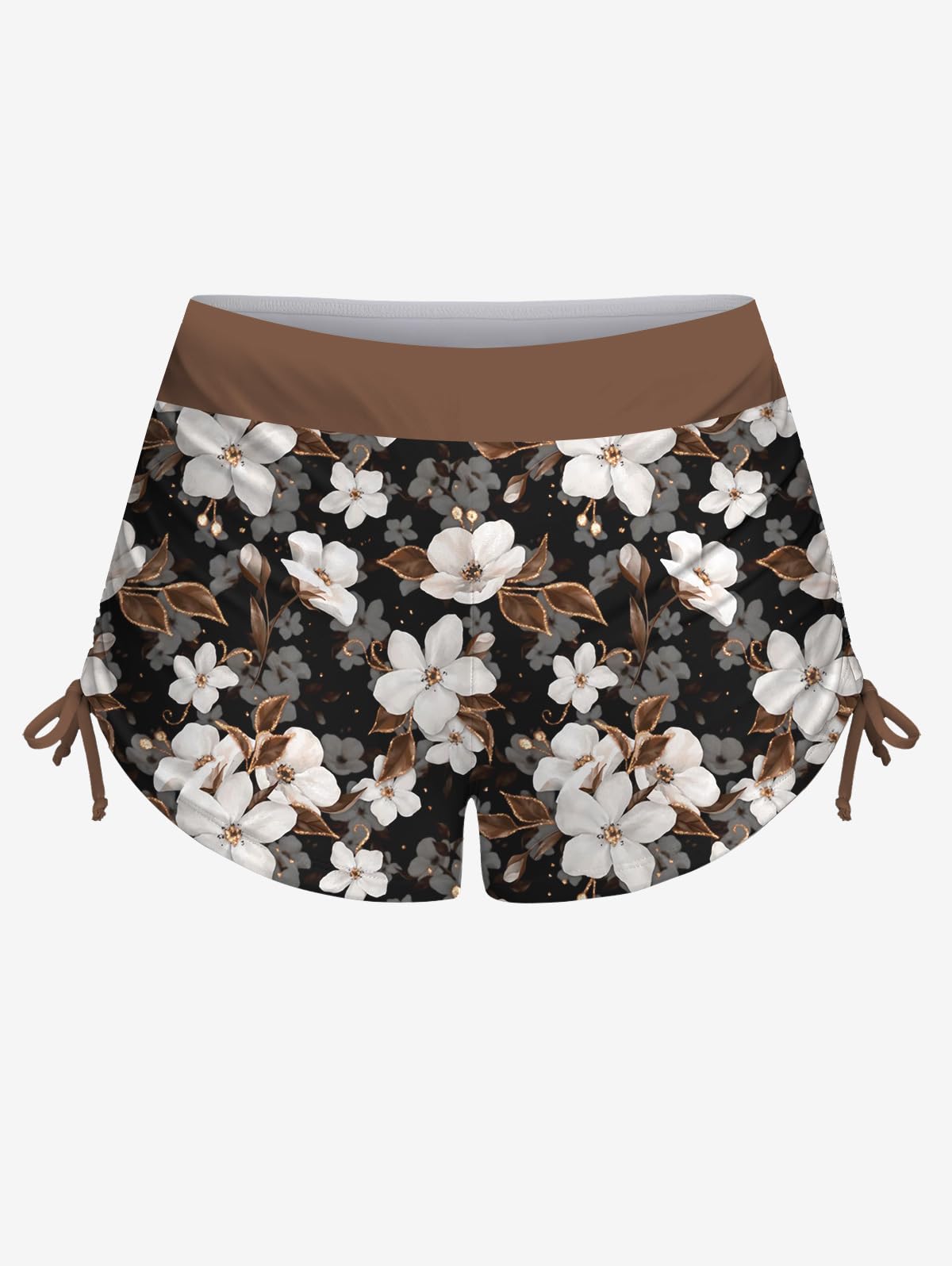 ROSE GAL Plus Size Women Modest Two Piece Bathing Suit Floral Print Twist Front Drawstring Side Halter Tankini Swimsuit - Image 5