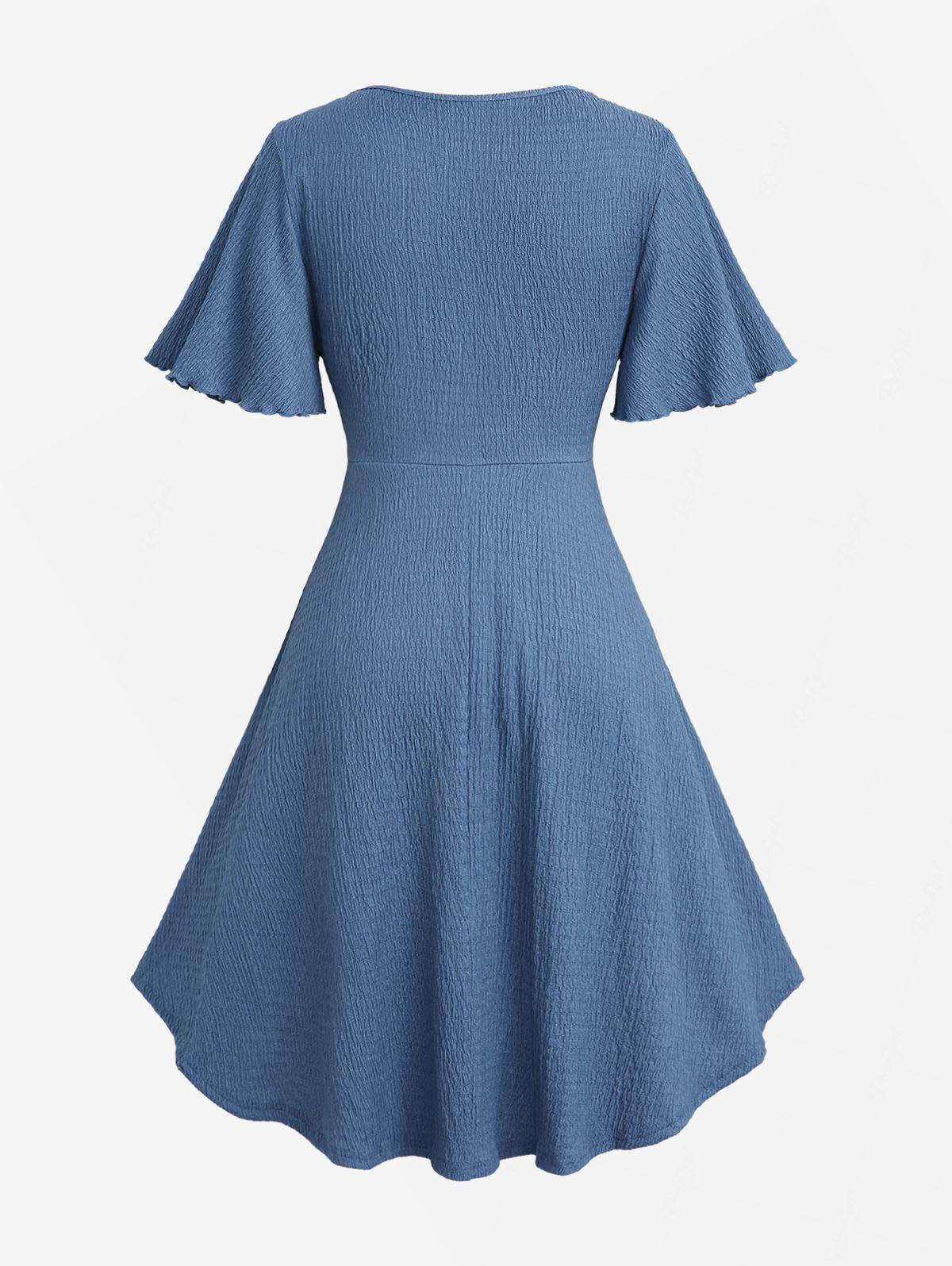 ROSE GAL Plus Size Women's Summer Floral Flowy Flutter Sleeves Sundress Flounce Twist Short Sleeves Dress - Image 3