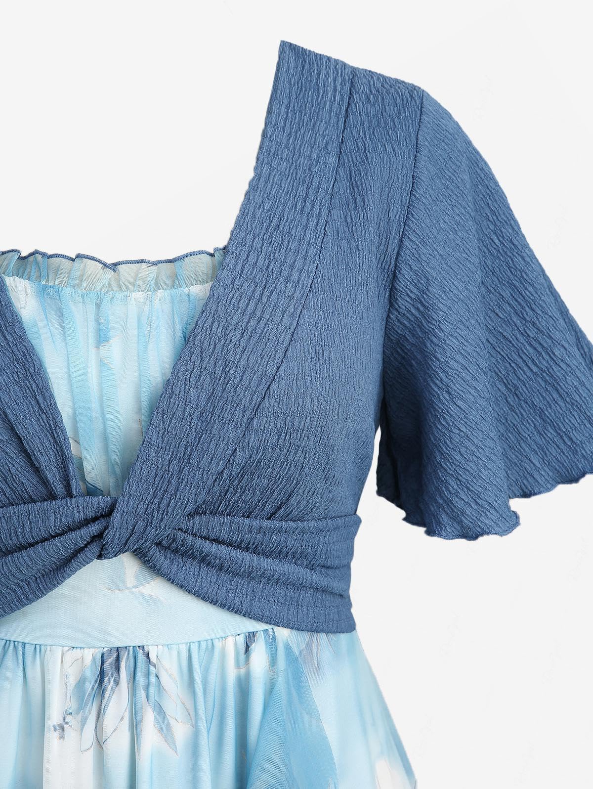 ROSE GAL Plus Size Women's Summer Floral Flowy Flutter Sleeves Sundress Flounce Twist Short Sleeves Dress - Image 4