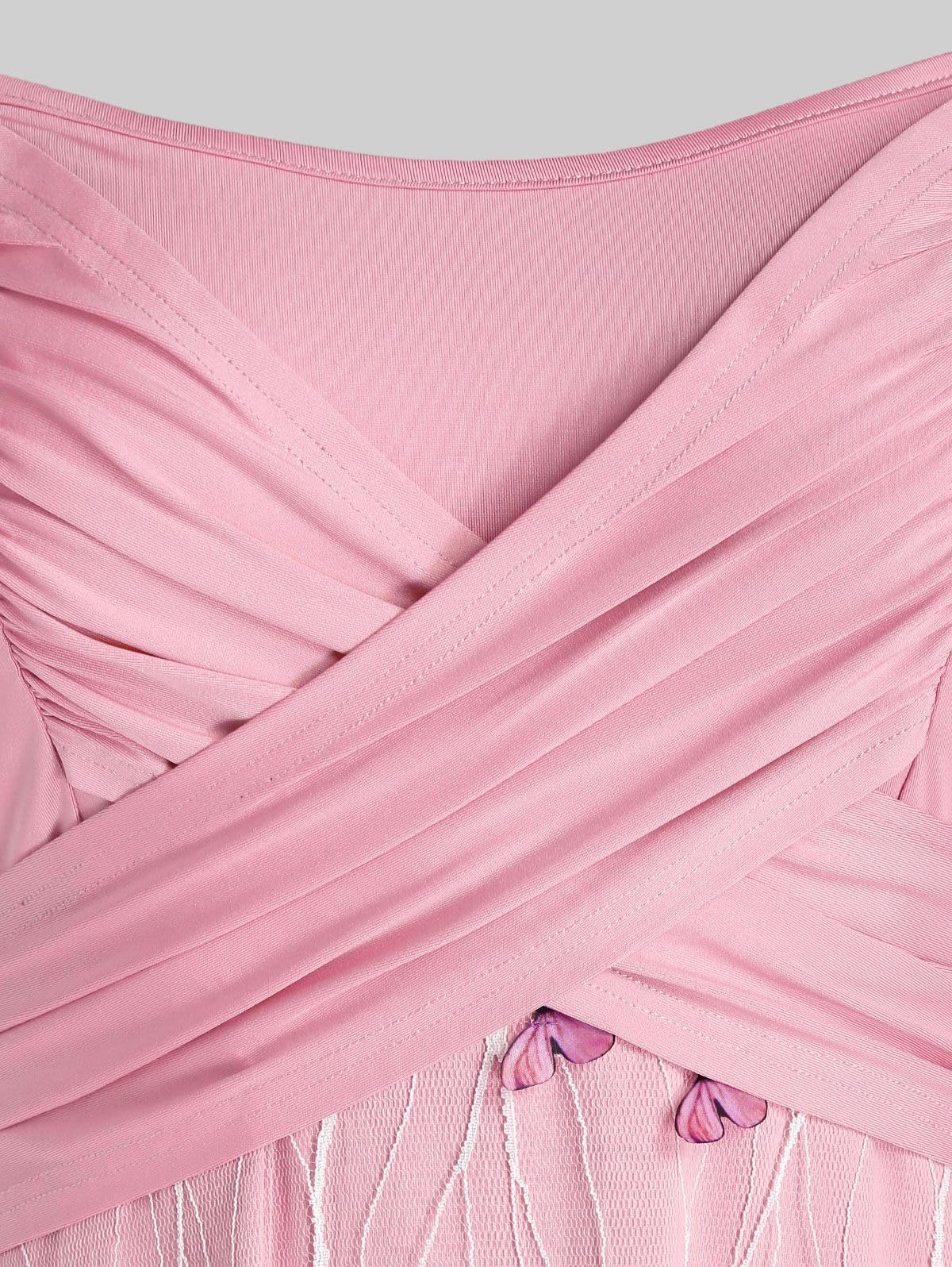 ROSE GAL Plus Size Women Summer Casual Sundress Tulle Butterfly Overlay Knee-Length A Line Dress Twist Swing Dress - Image 3