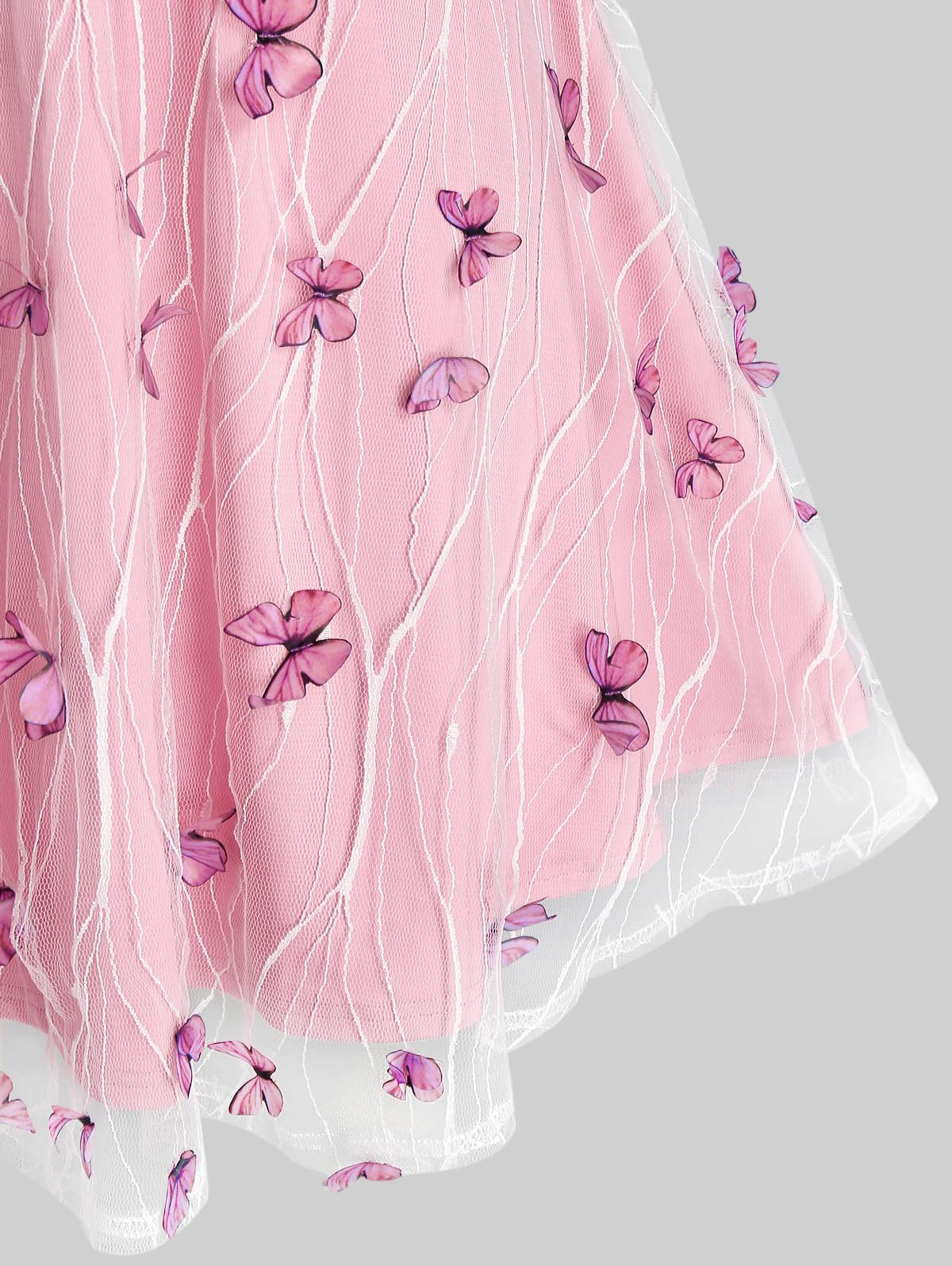 ROSE GAL Plus Size Women Summer Casual Sundress Tulle Butterfly Overlay Knee-Length A Line Dress Twist Swing Dress - Image 4