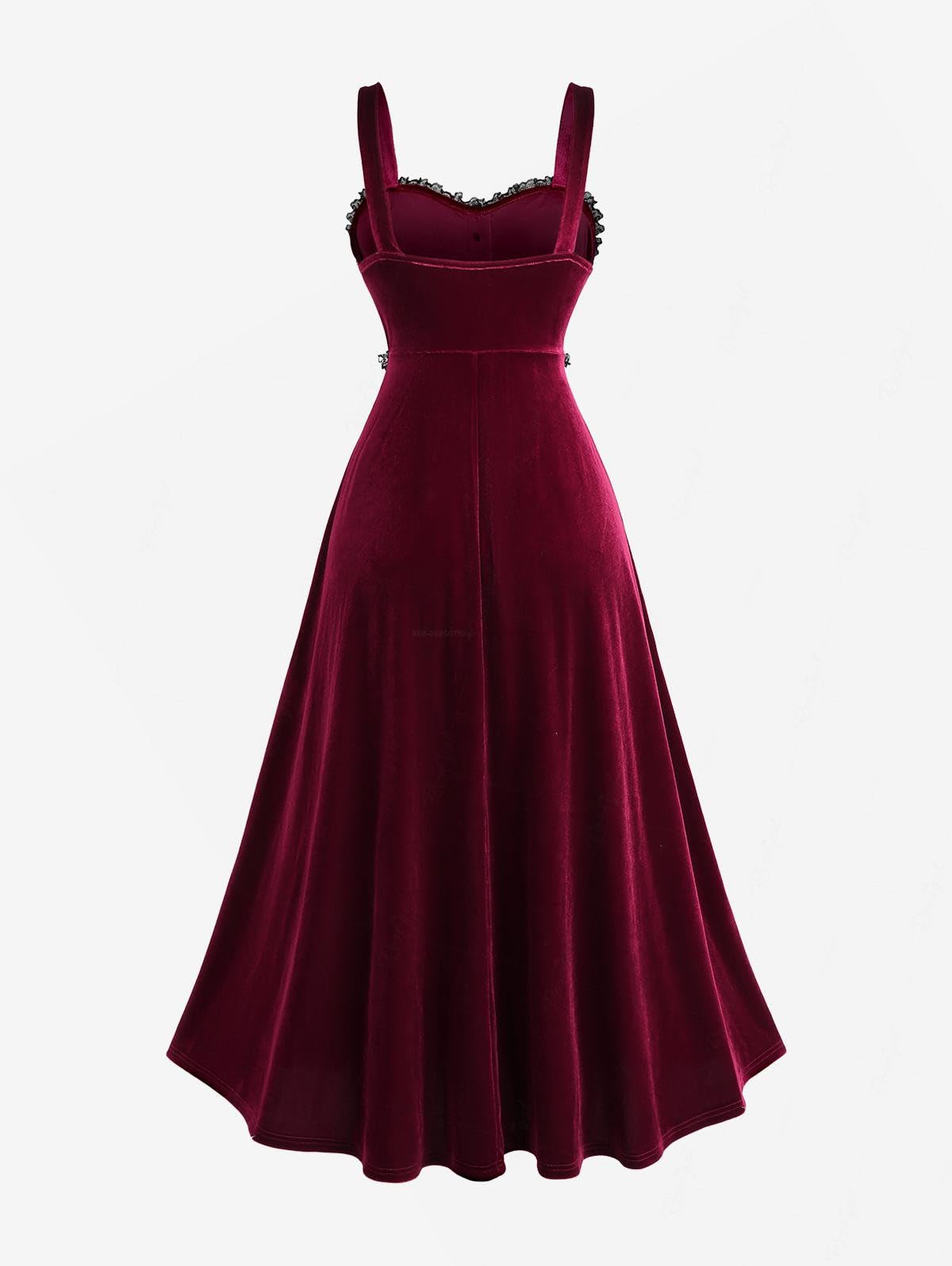 ROSE GAL Plus Size Womens 1950s Vintage Buttons Velvet Cocktail Party Dress - Image 3