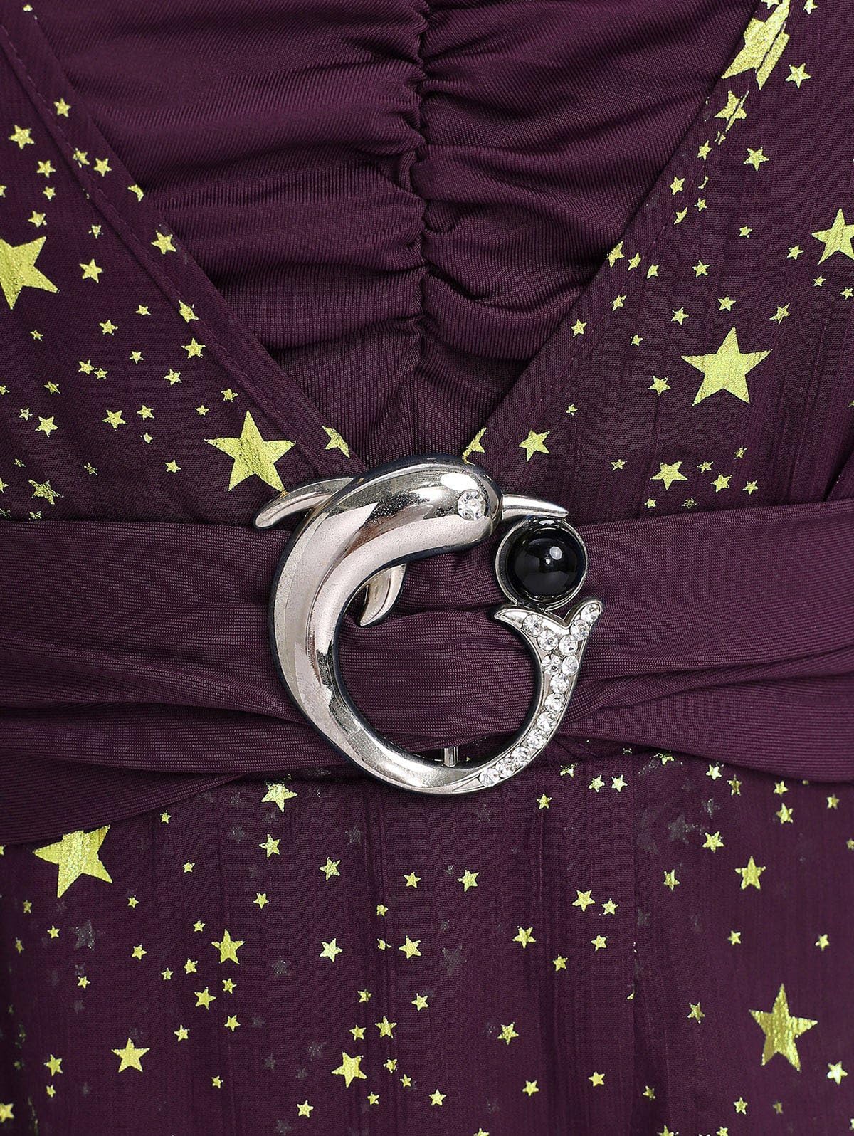 ROSE GAL Plus Size Womens Elegant Sparkly Gold Stamping Stars Print Long Flare Sleeve 2 in 1 Flowy Top - Image 4