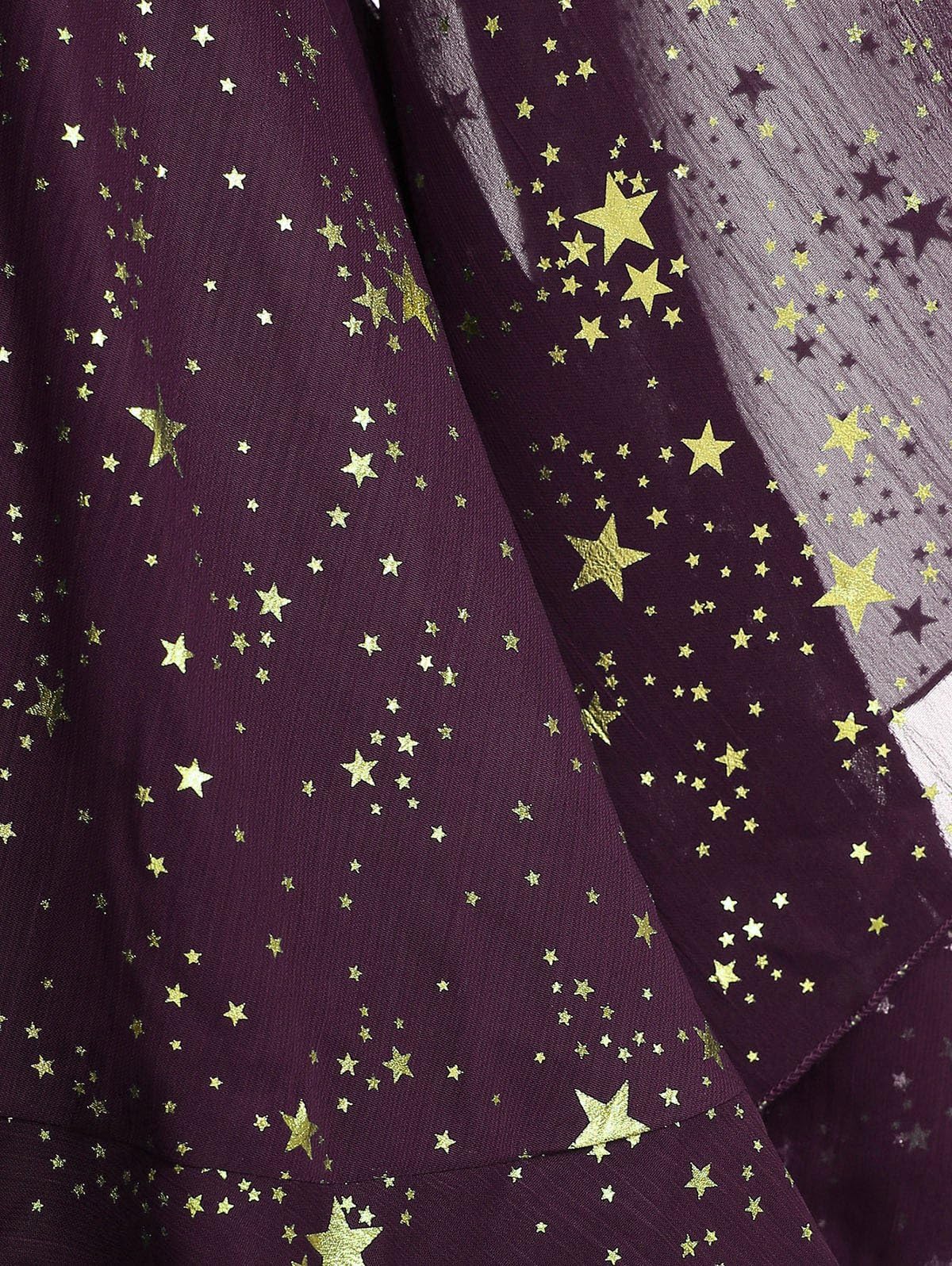 ROSE GAL Plus Size Womens Elegant Sparkly Gold Stamping Stars Print Long Flare Sleeve 2 in 1 Flowy Top - Image 5