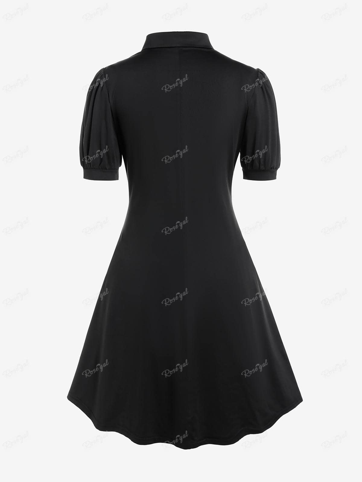 ROSE GAL Rosegal Plus Size Cutout Lace Up Ruched Shirted Collar A-Line Dress - Image 3