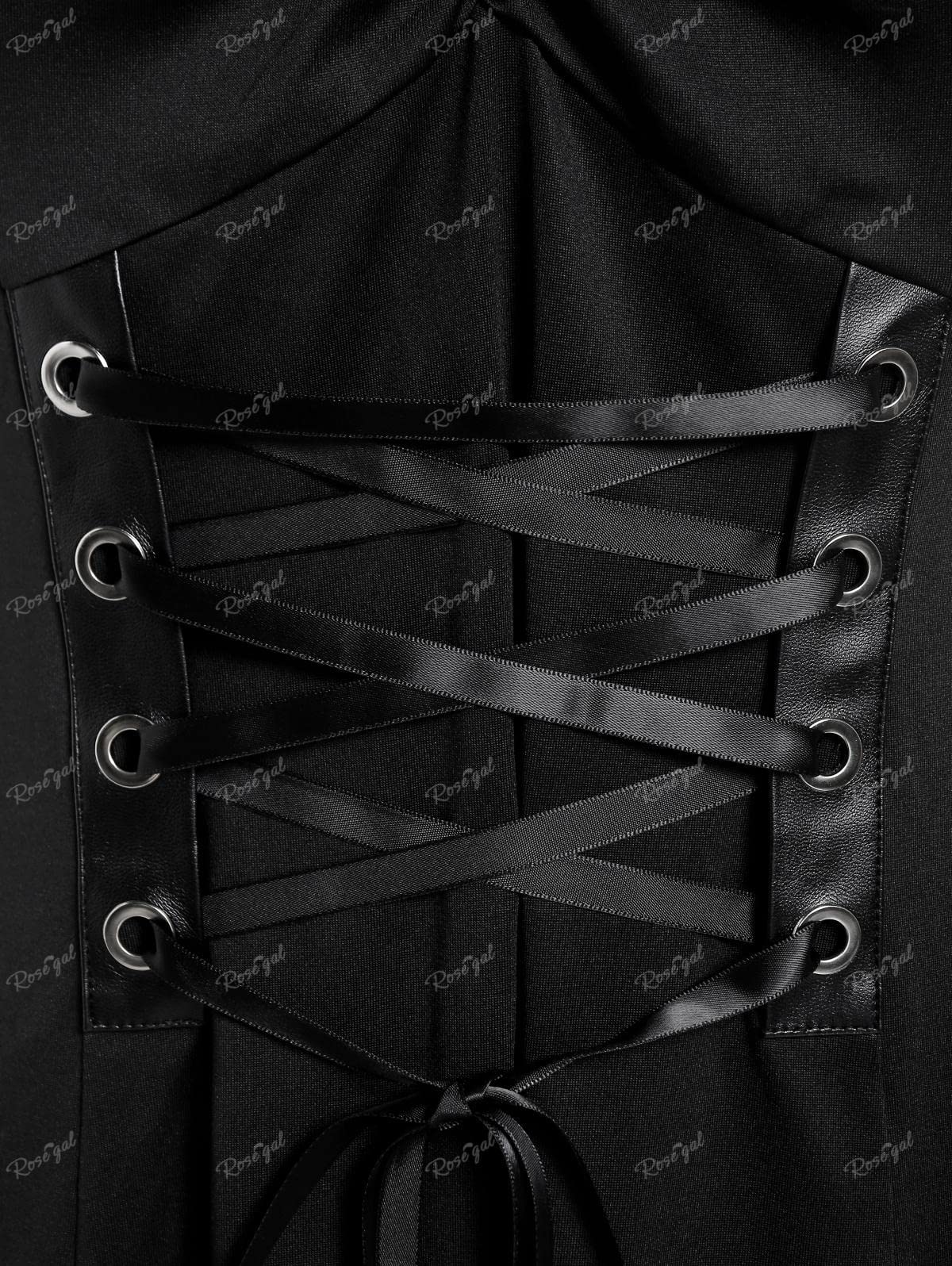 ROSE GAL Rosegal Plus Size Cutout Lace Up Ruched Shirted Collar A-Line Dress - Image 5