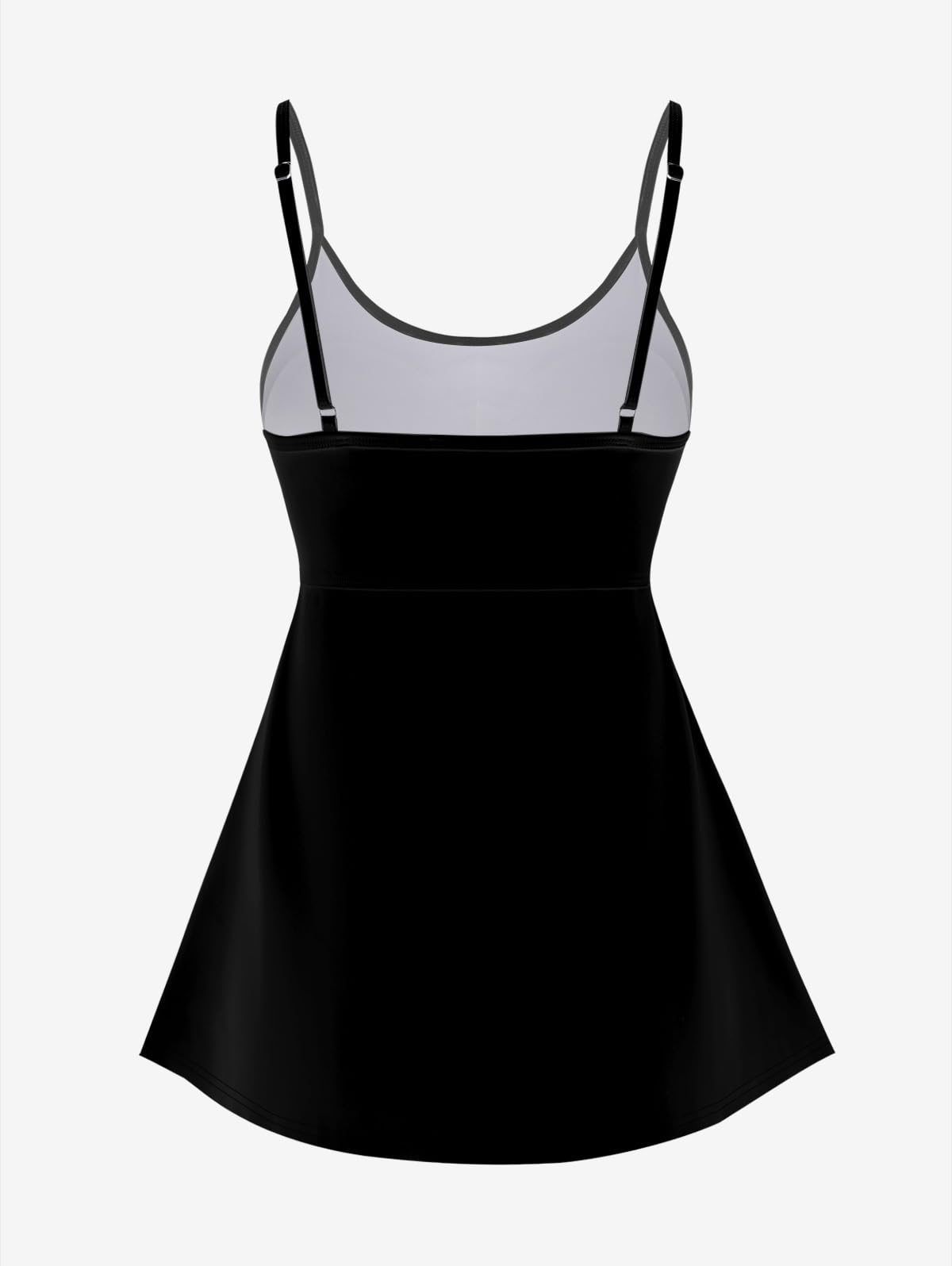 Rosegal Plus Size Women Gothic Tummy Control Modest Tankini Swimsuit Fairy Cat Print Boyleg Padded Tankini Swimwear - Image 3