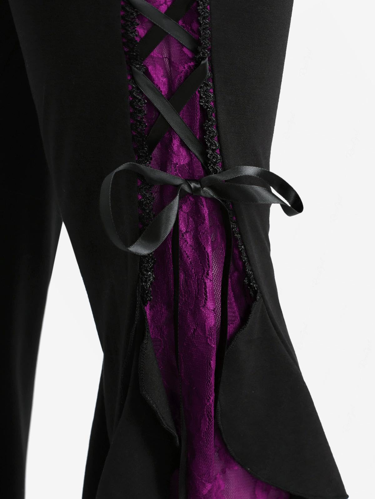 ROSE GAL Rosegal Women Plus Size Bell Bottoms Gothic Flare Pants - Image 5