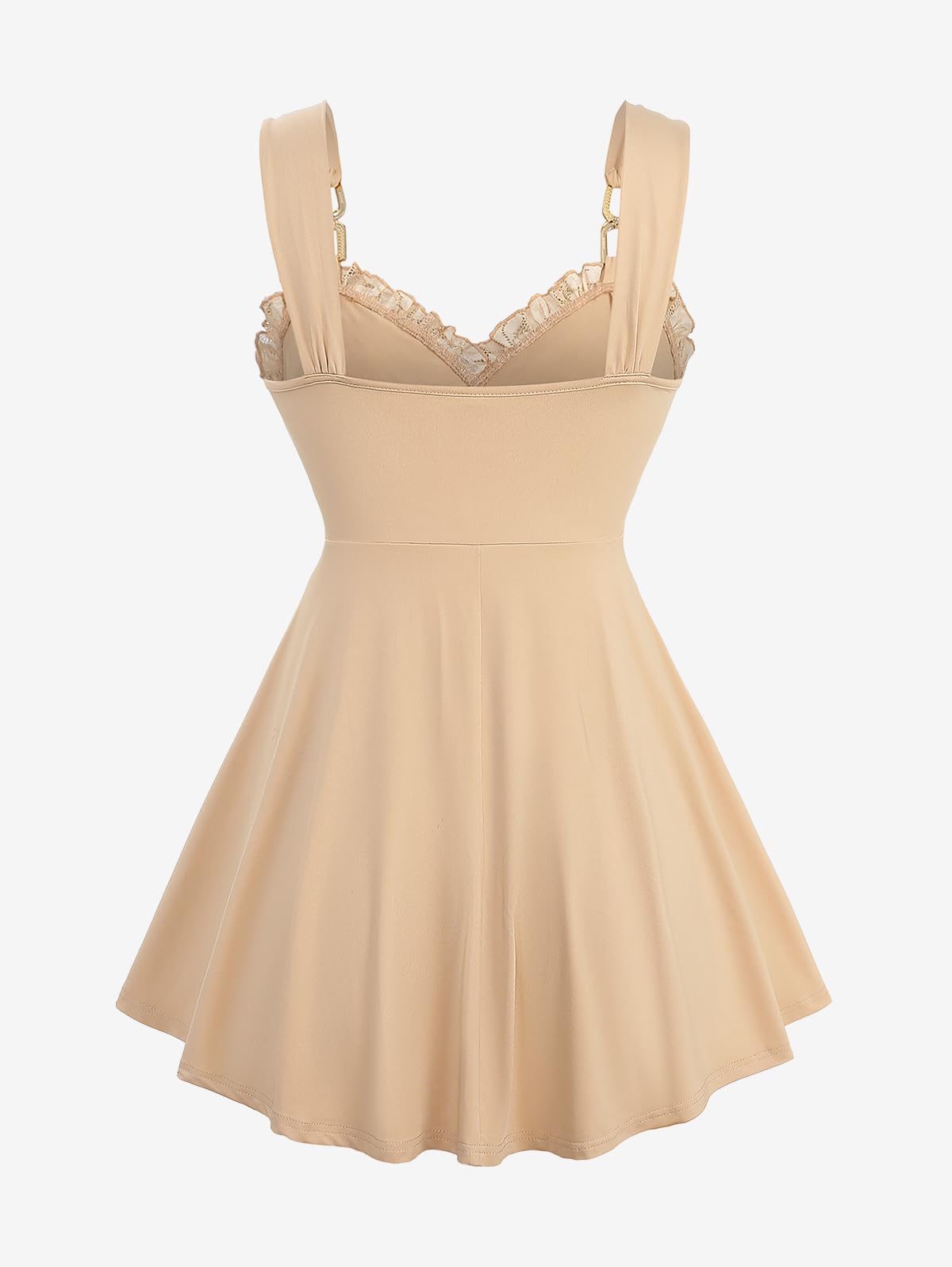 ROSE GAL Rosegal Women Plus Size Elegant Summer Babydoll Tank Top Floral Lace Overlay Peplum Hem Surplice Tank Top - Image 3