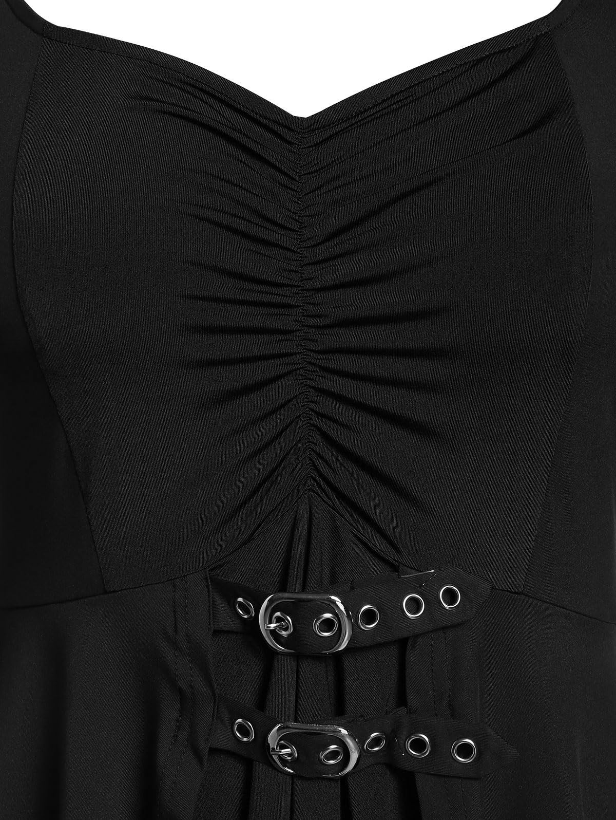 ROSE GAL Rosegal Womens Plus Size Gothic Lace-up Back Two Tone Ruched Grommets Buckle Long Sleeve High Low Hem Tunic T-Shirt - Image 5