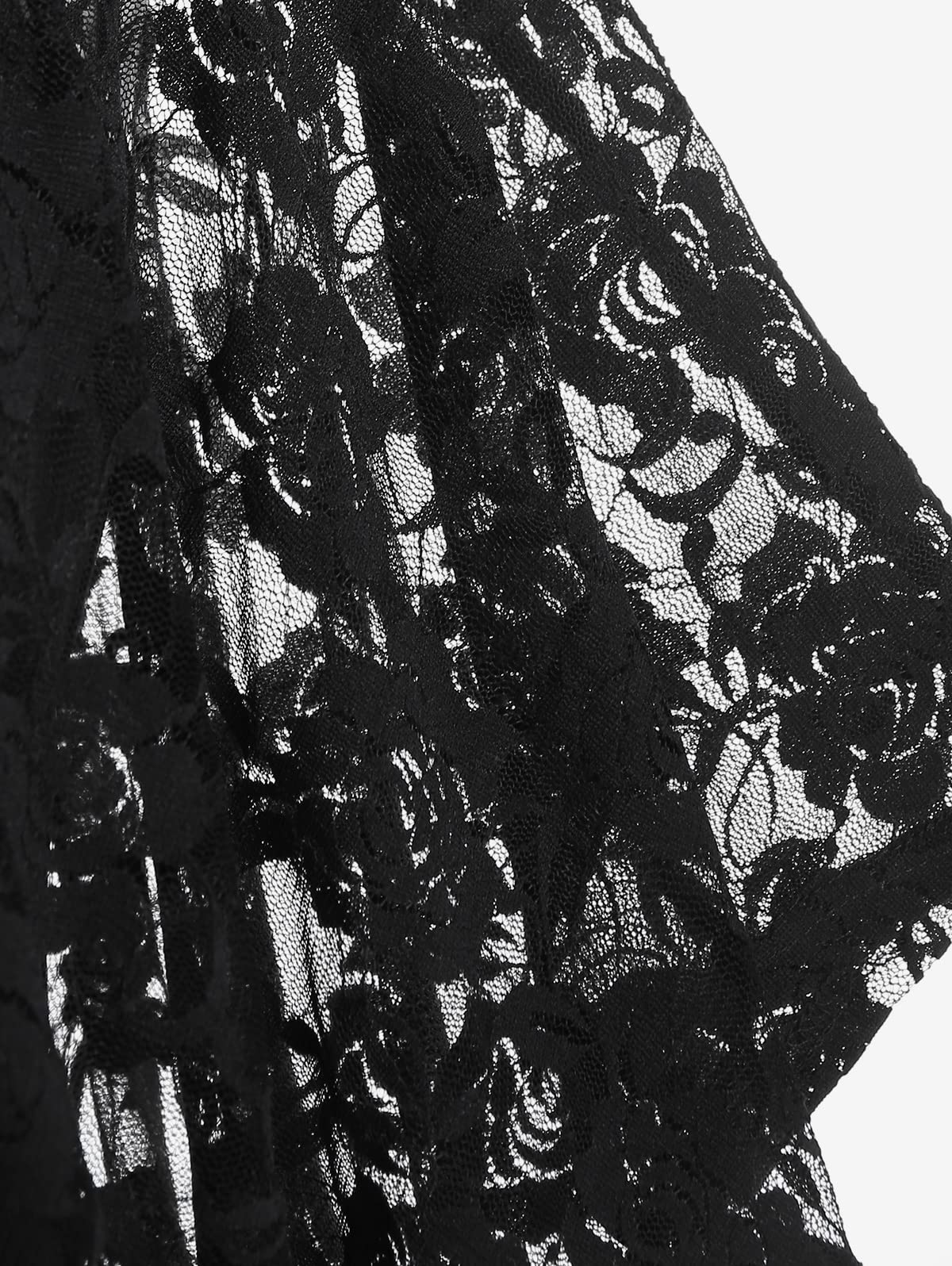 ROSE GAL Women Plus Size Cinched Ruched Batwing Sleeves Lace 2 in 1 Tee Blouson Top - Image 4