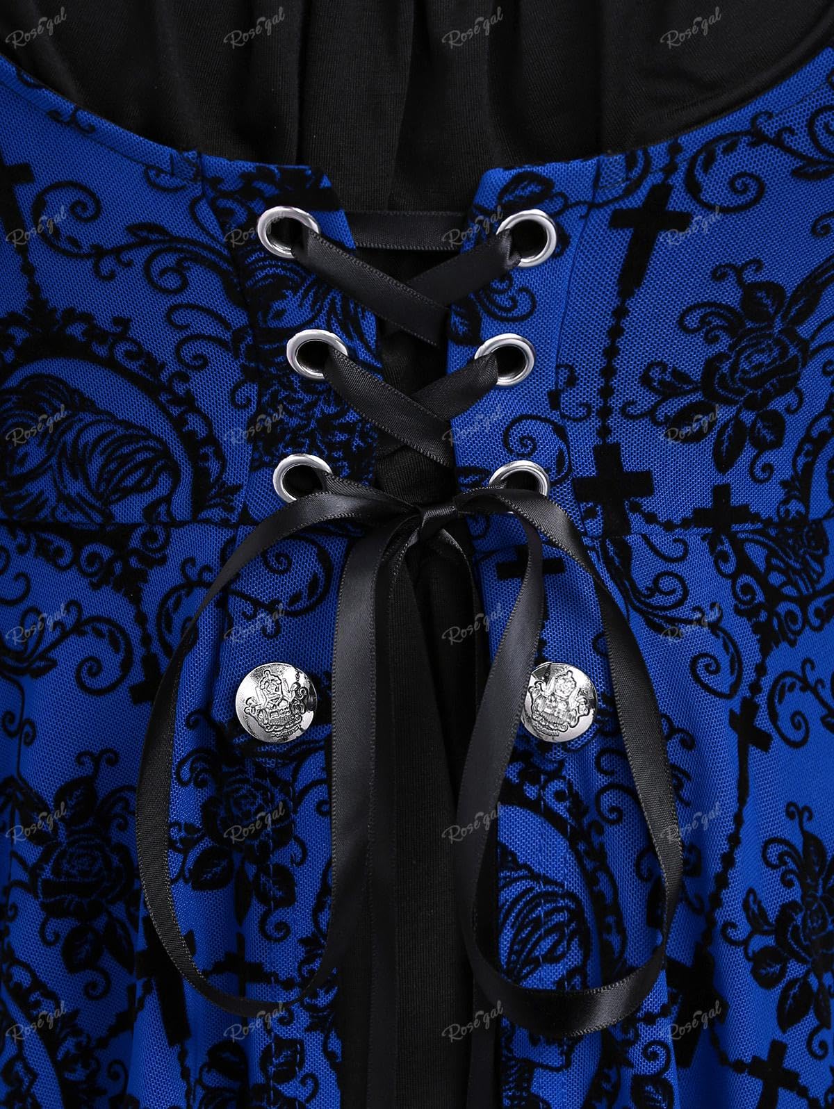 ROSE GAL Women Plus Size Flare Sleeves Ruffles Flower Lace Up 2 in 1 Top - Image 3