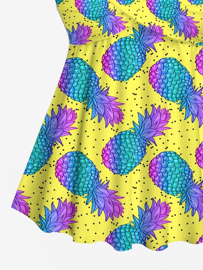 ROSE GAL Women Plus Size Hawaii Two Piece Tankini Swimsuit Set Tropic Fruits Pineapple Halter Boyleg Swimsuits - Image 6