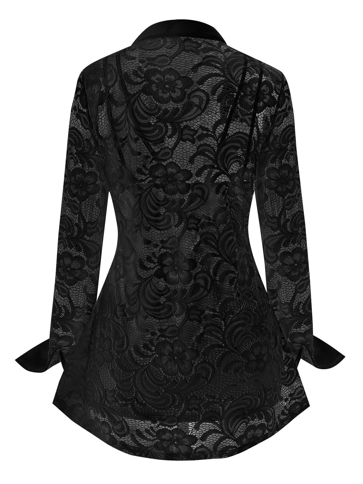 ROSE GAL Womens Plus Size Sheer Lace Button Front Long Sleeve Blouse and Cami Top Twinset - Image 3