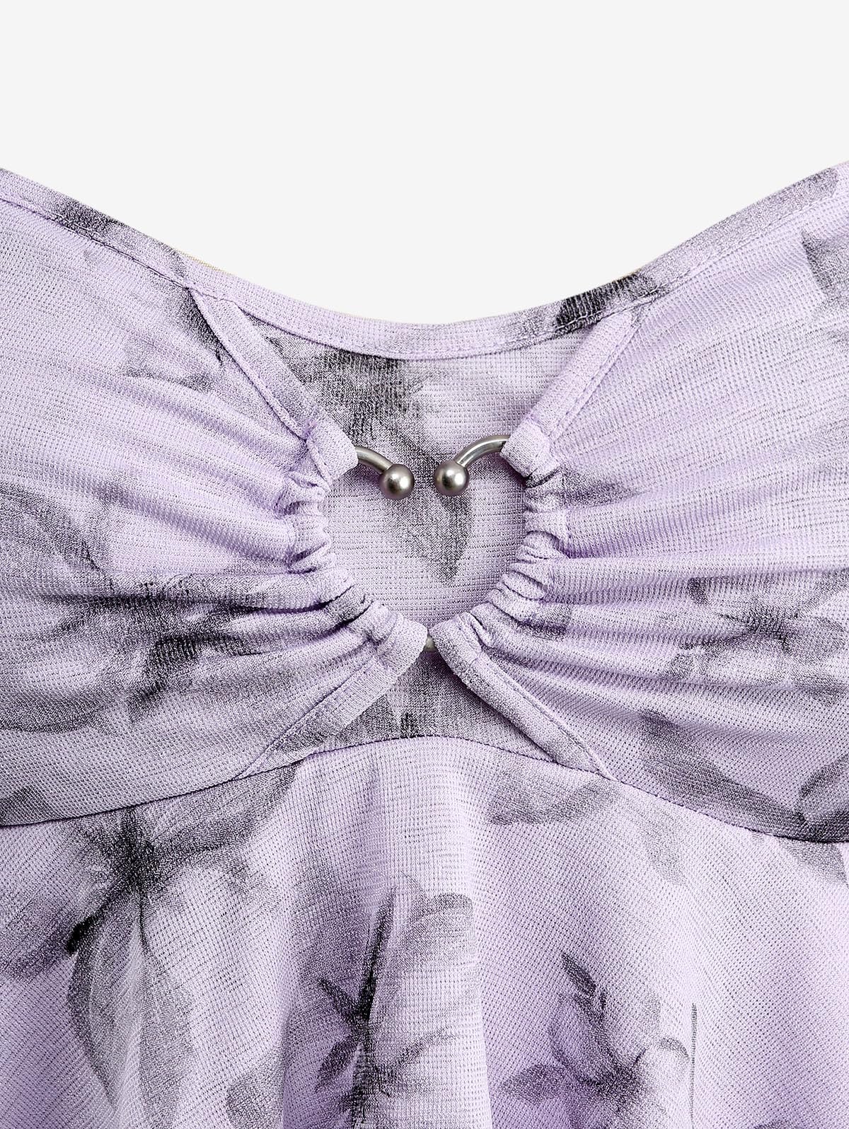 Rosegal Women Plus Size Flowy Summer Floral Babydoll Tank Top Backless Layered Handkerchief - Image 4