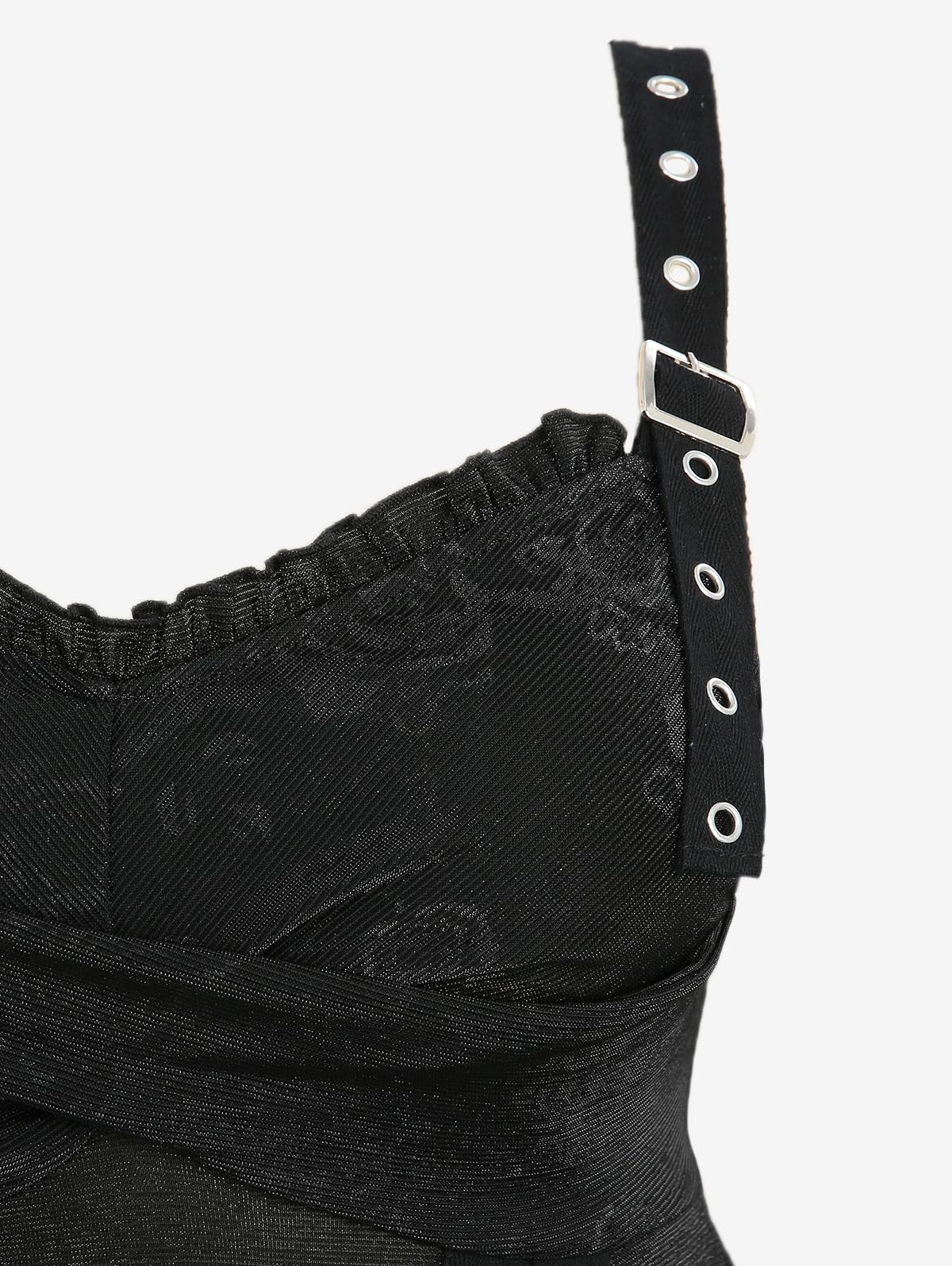 Rosegal Women Plus Size Rose Flower Printed Buckle Grommet Split Layered Gothic Tank Top - Image 3