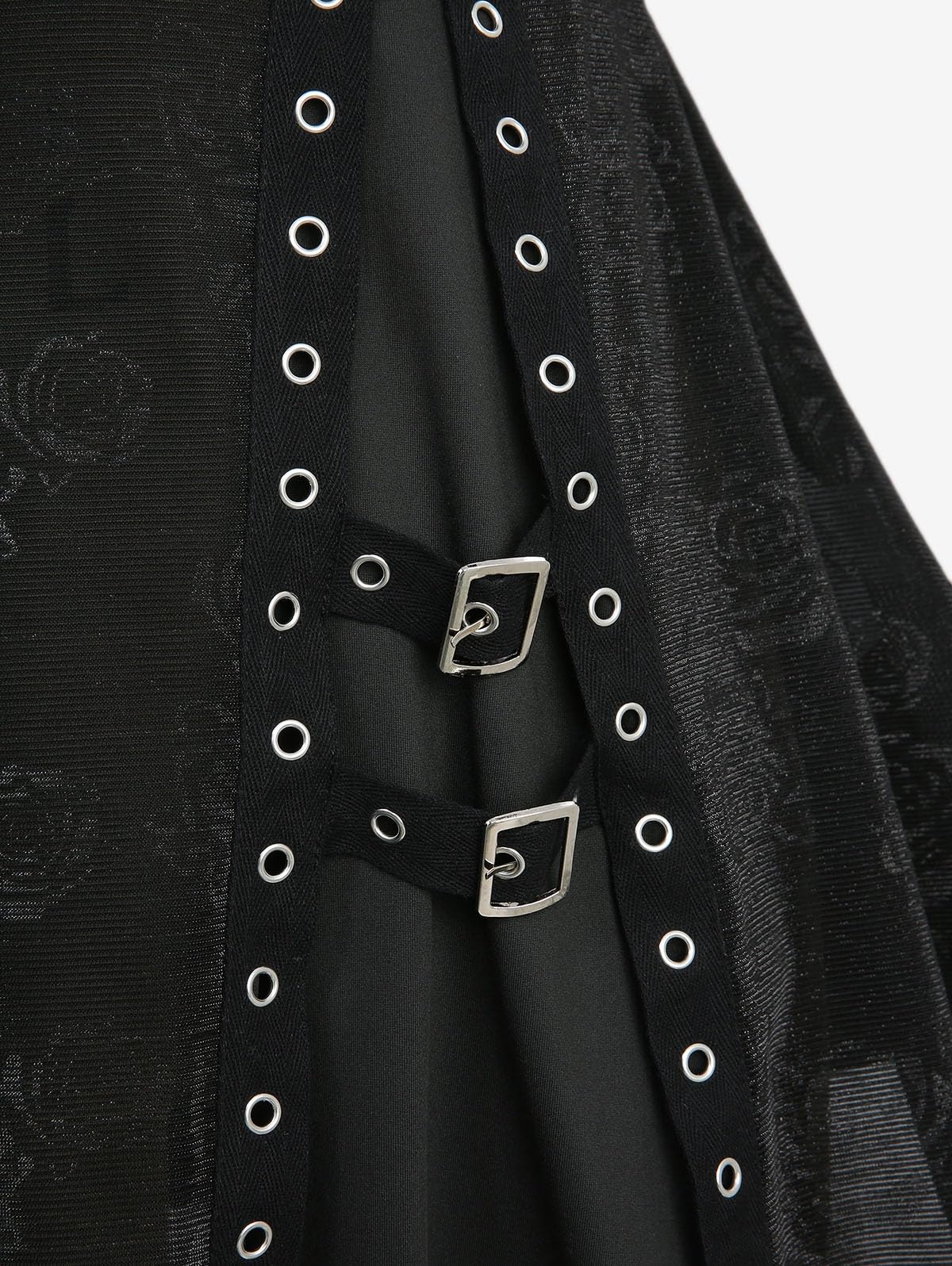 Rosegal Women Plus Size Rose Flower Printed Buckle Grommet Split Layered Gothic Tank Top - Image 5