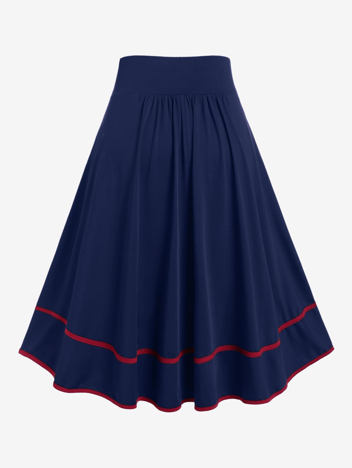 Rosegal Women's Plus Size Gothic Mini Skirt Contrast Tape Buckled Midi High Waist Elastic A-Line Skirt - Image 3